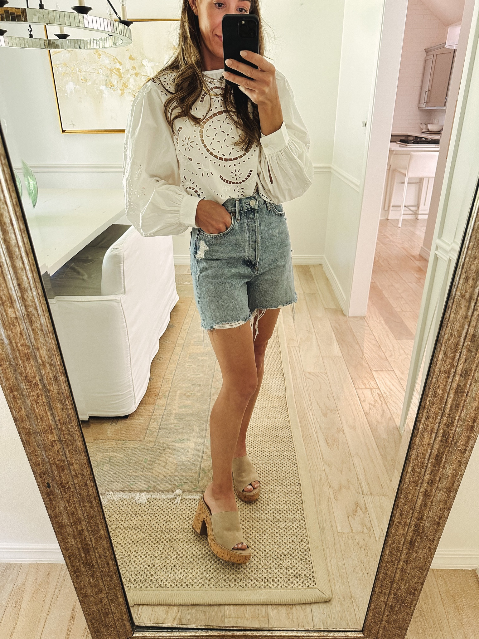 Shopbop sale picks. Agolde denim shorts 
Denim mom shorts
Spring outfit 
Mom outfit 
Mom style 
Target shoe finds 
H&M spring finds 
H&M top
White eyelet top 
White blouse 
Spring blouse 

#LTKunder100 #LTKshoecrush #LTKunder50