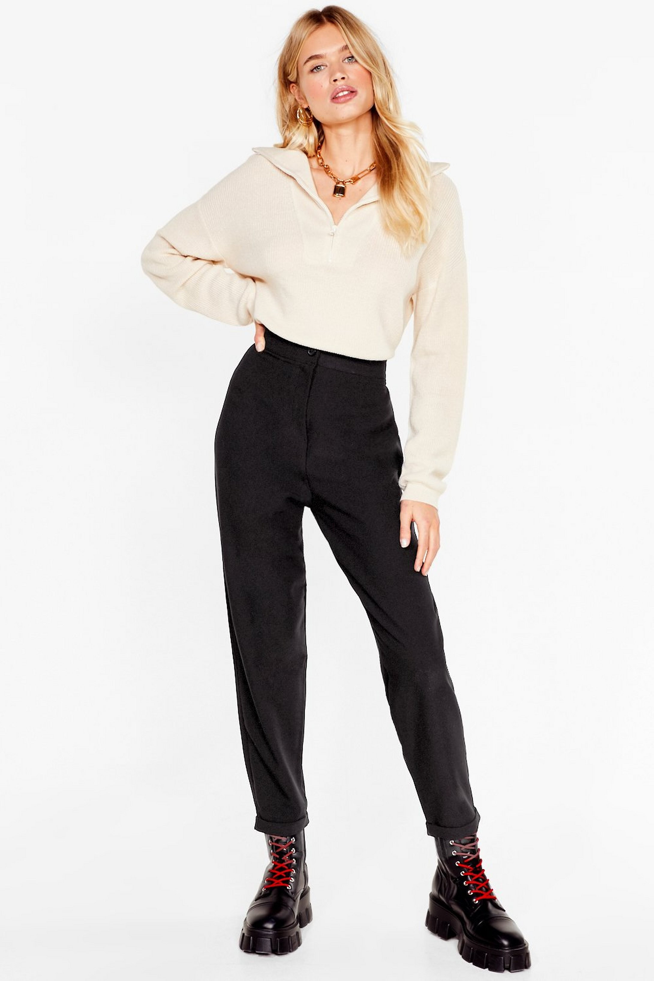 Black High-Waisted Tapered Pants | NastyGal (US & CA)