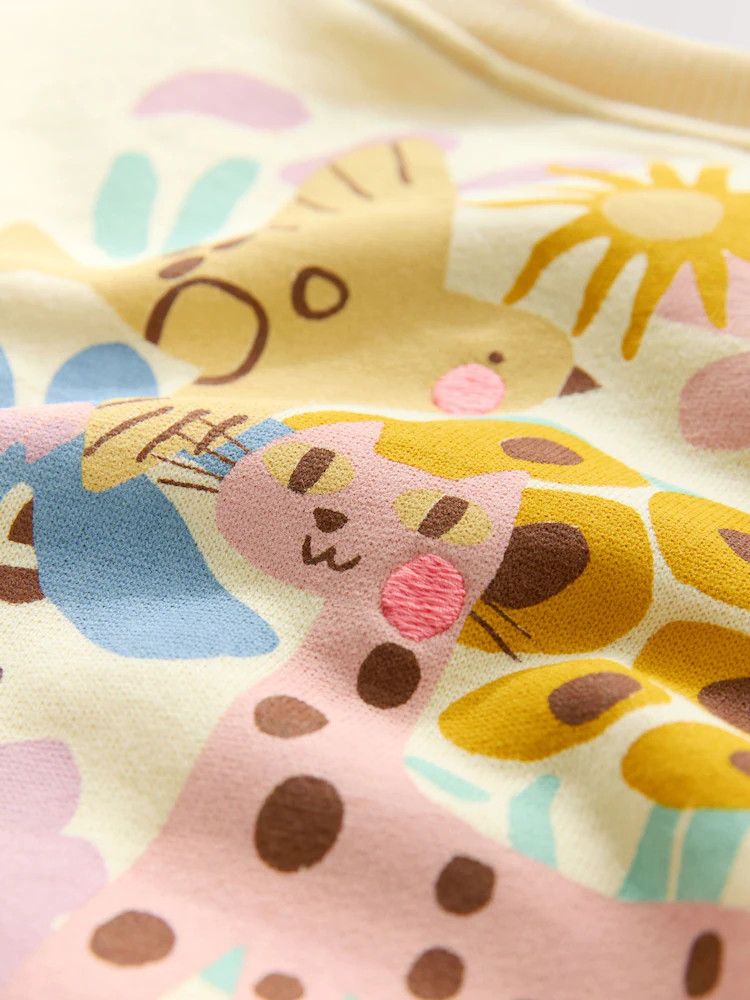 Yellow Animal Print Sweatshirt and Barrel Leg Joggers Set (3mths-7yrs) | Next US