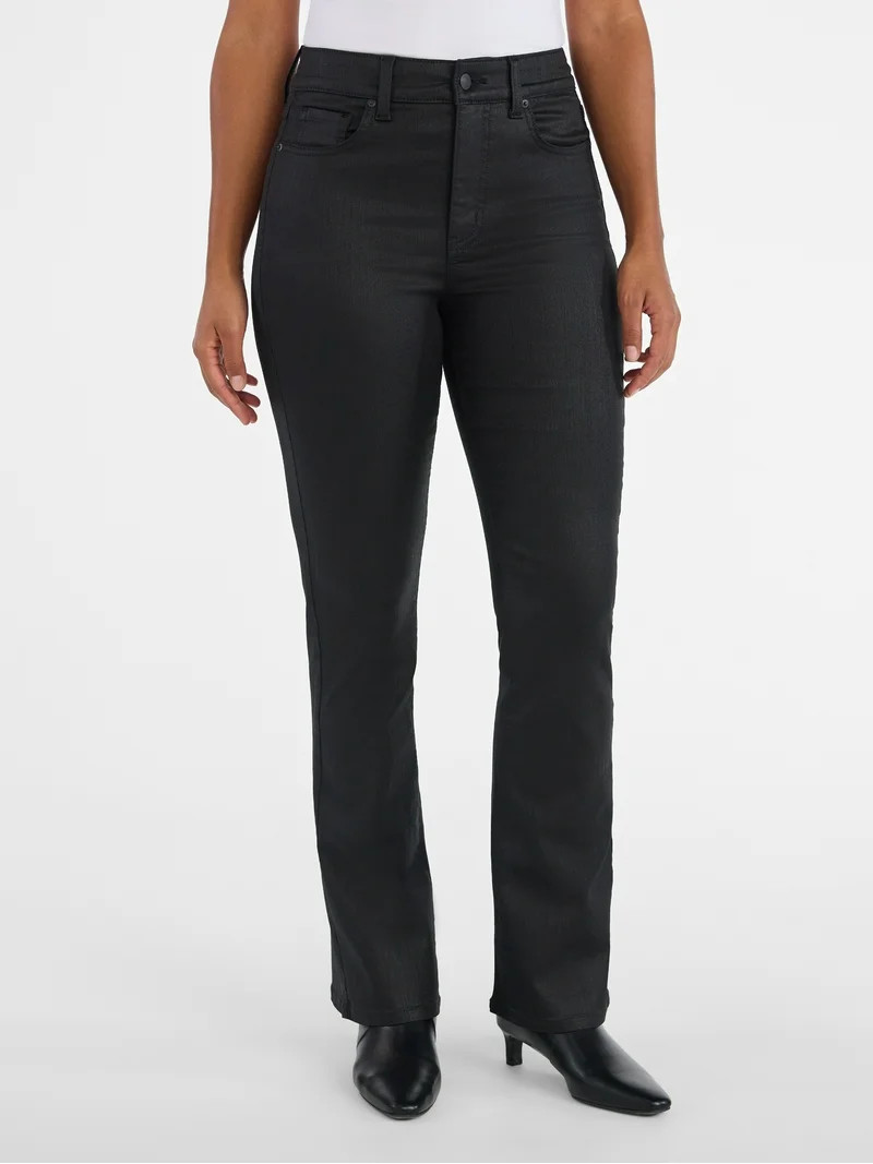 Time and Tru Women's Flare Coated Denim Pants, 30" Inseam, Size 0-20 | Walmart (US)