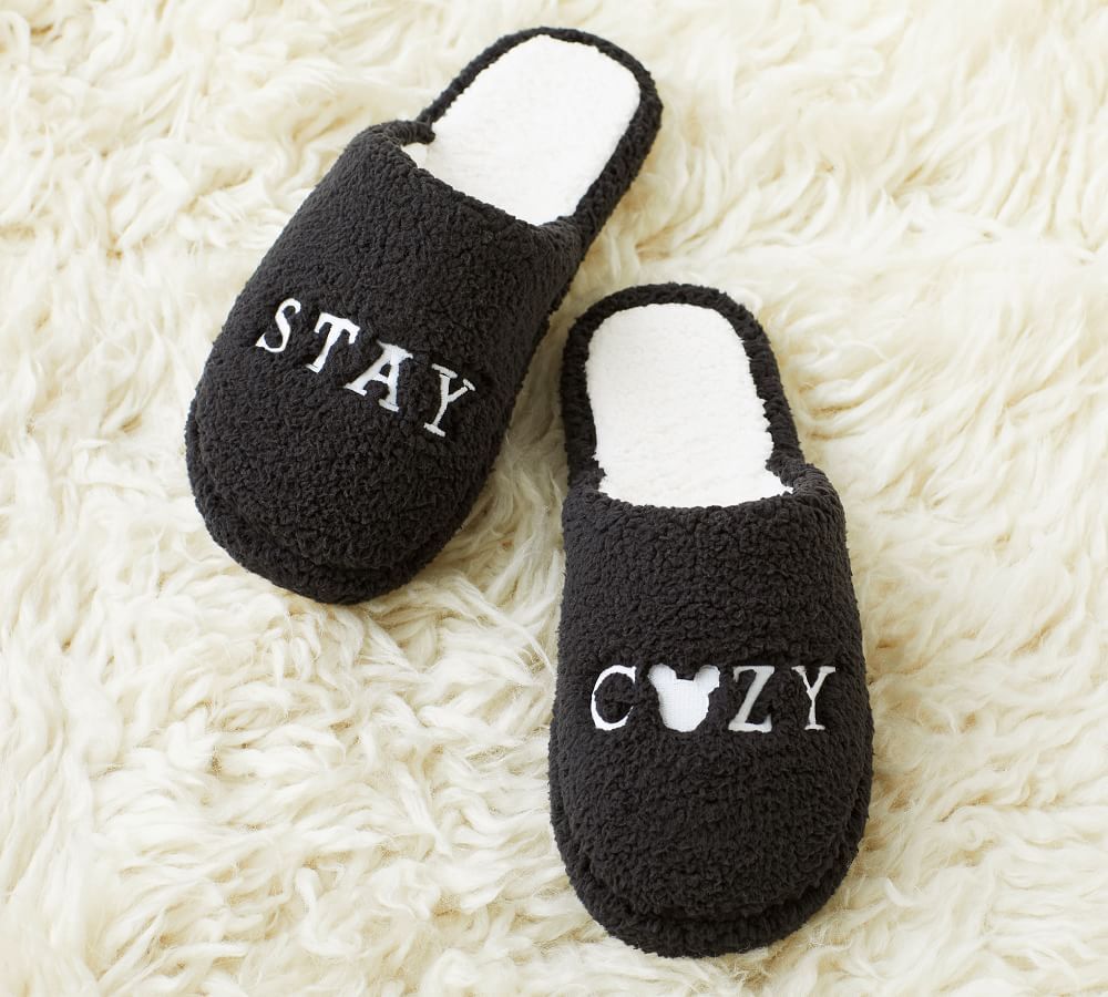 Disney Mickey Mouse Embroidered Slippers | Pottery Barn (US)