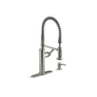 Sous Pro-Style Single Handle Pull Down Sprayer Kitchen Faucet in Vibrant Stainless Steel | The Home Depot