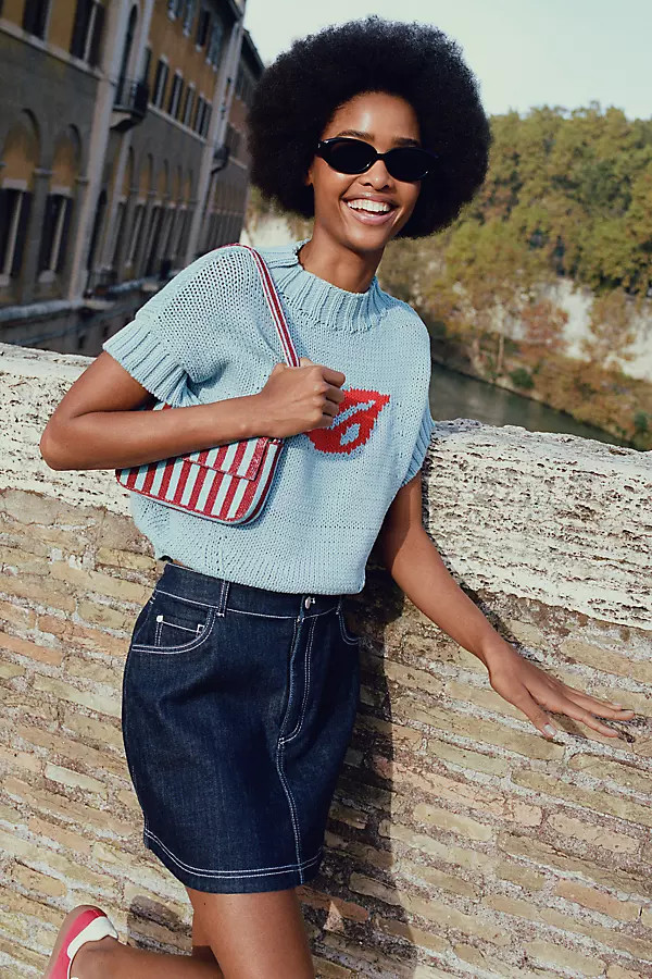 Pilcro Denim Bow Mini Skirt | Anthropologie (US)