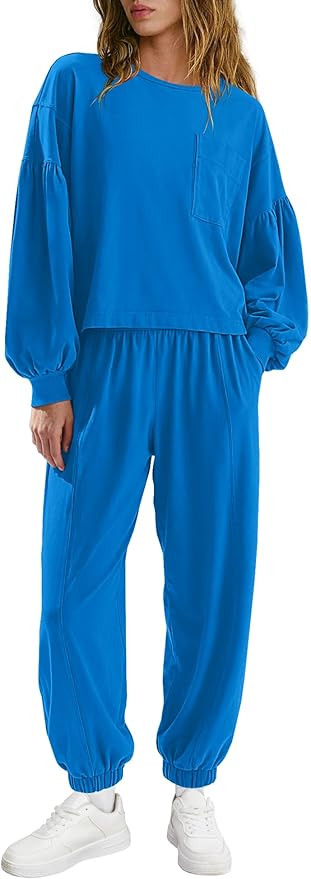LAMISSCHE Womens Lounge Sets 2 Piece Outfits Matching Sets Long Sleeve Top Jogger Set Airport Tra... | Amazon (US)