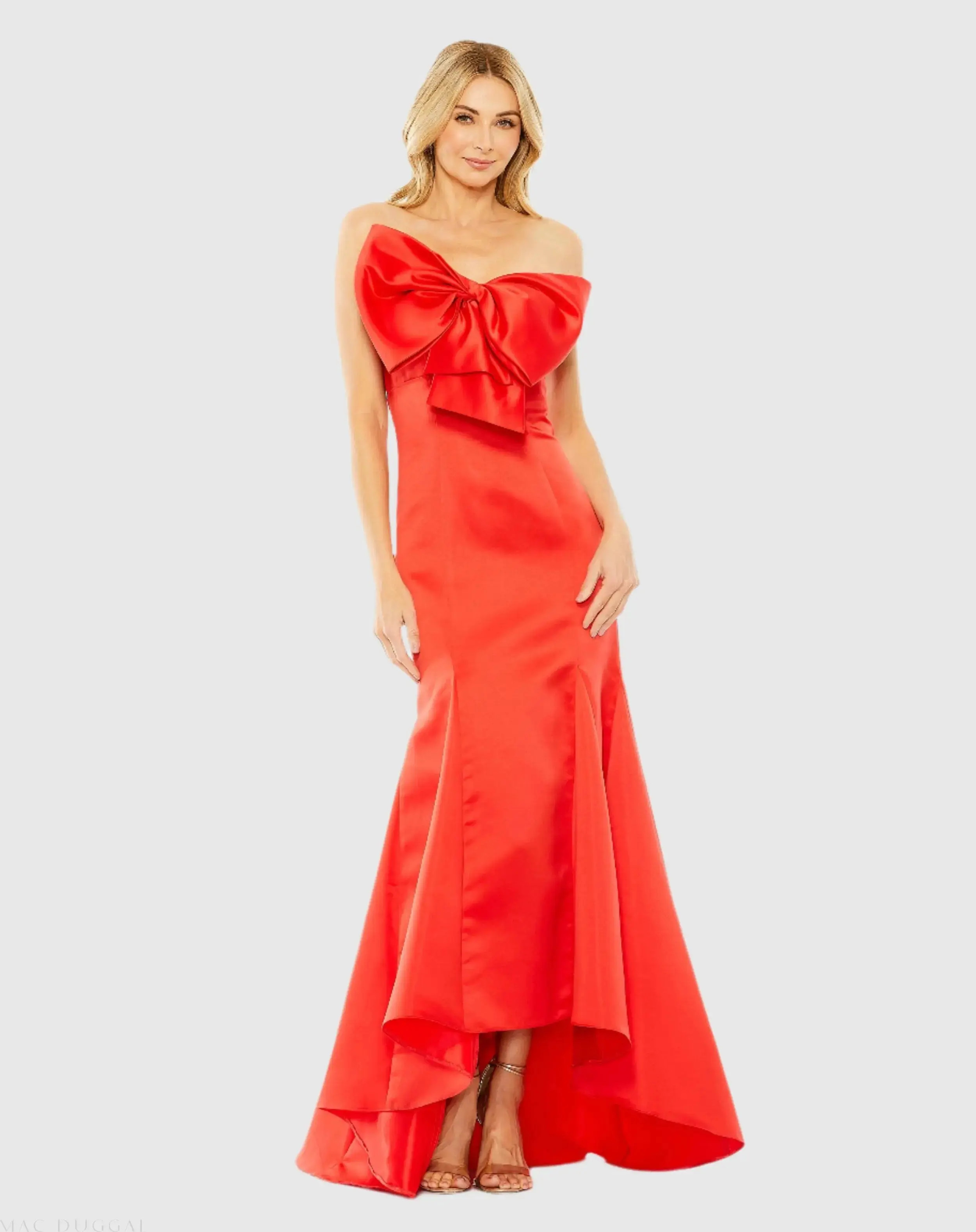 Red Strapless Bow Mermaid Gown - Mac Duggal | Mac Duggal