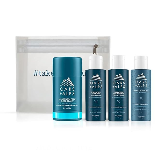 Oars + Alps Hair and Body Travel Kit for Men, Includes Sulfate Free Shampoo, Conditioner, Body Wa... | Amazon (US)