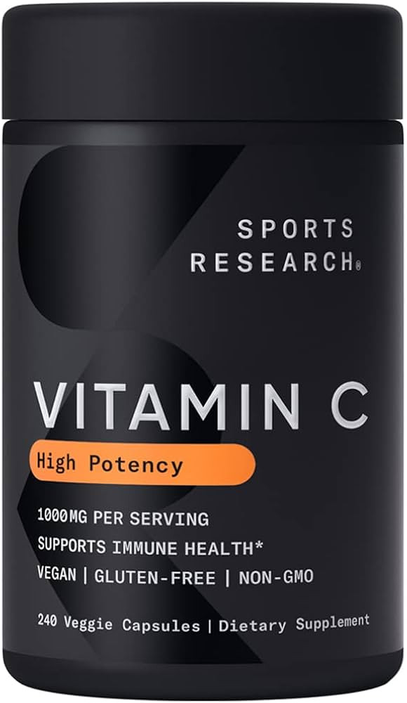Sports Research High Potency Vitamin C Supplement - Vegan Veggie Capsules for Antioxidant Activit... | Amazon (US)