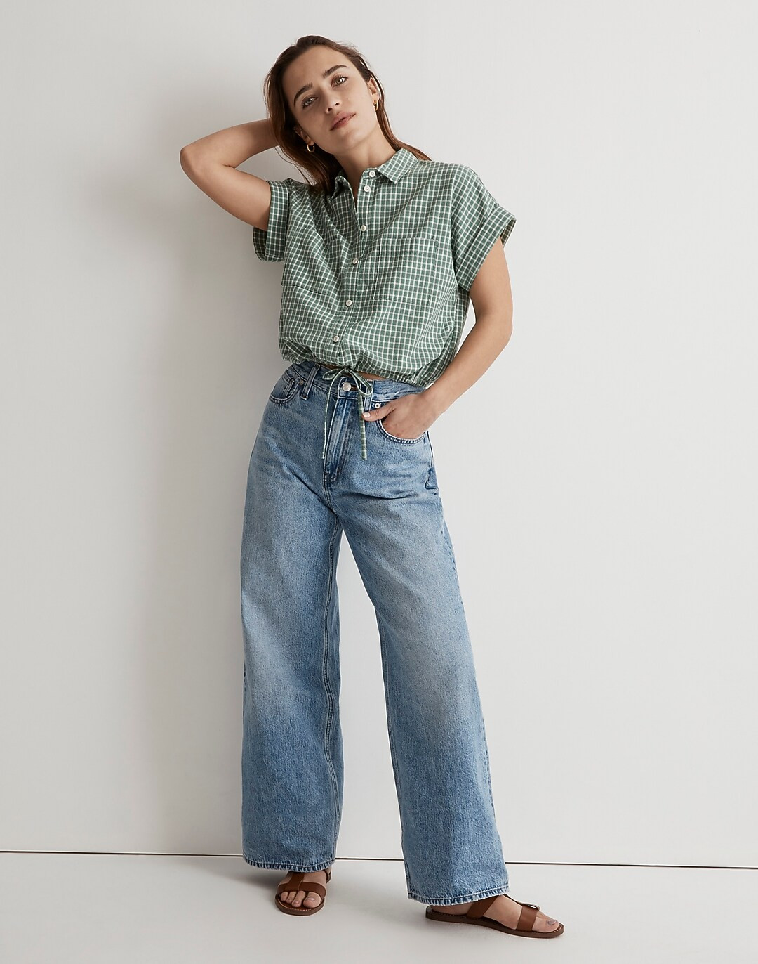 Button-Up Drawstring Shirt in Yarn-Dyed Plaid | Madewell