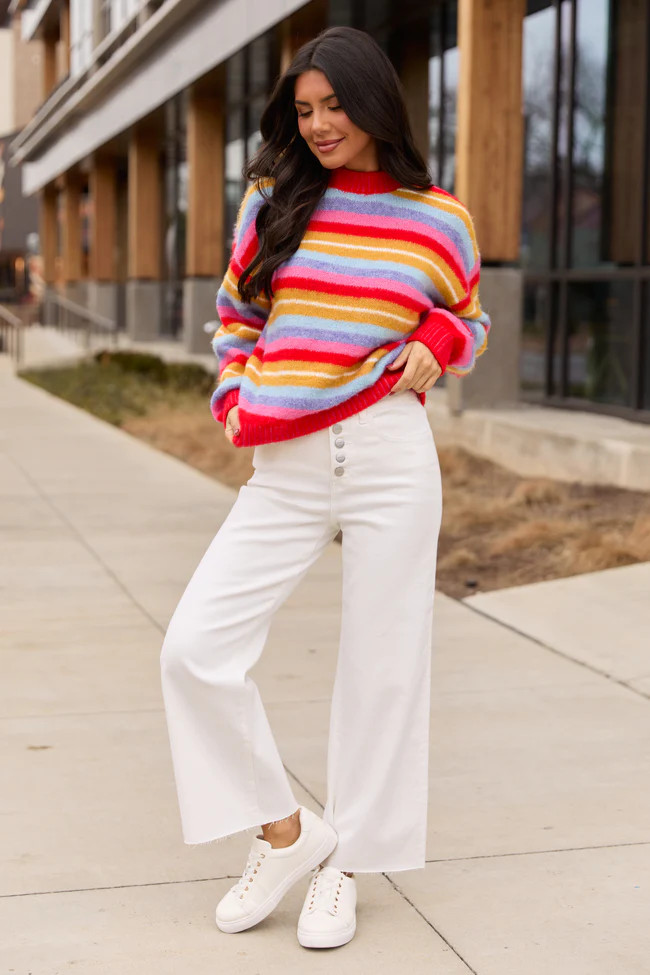 Malia White High Rise Wide Leg Jeans | Pink Lily