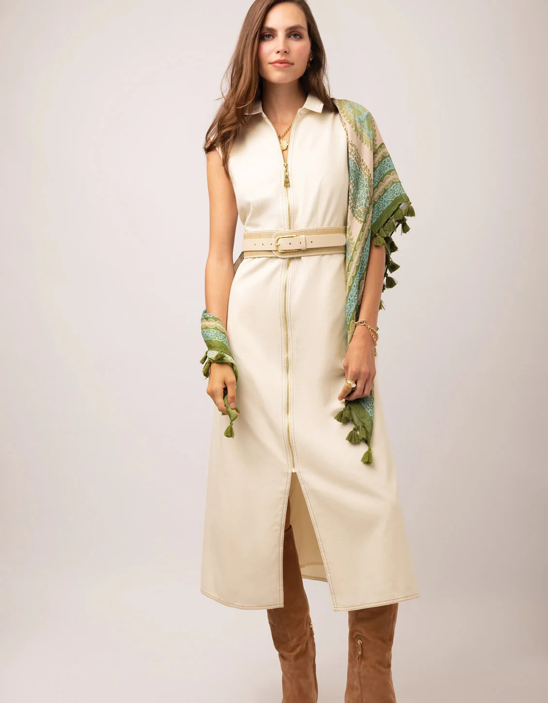 Lainey Denim Dress Antique White | Spartina 449