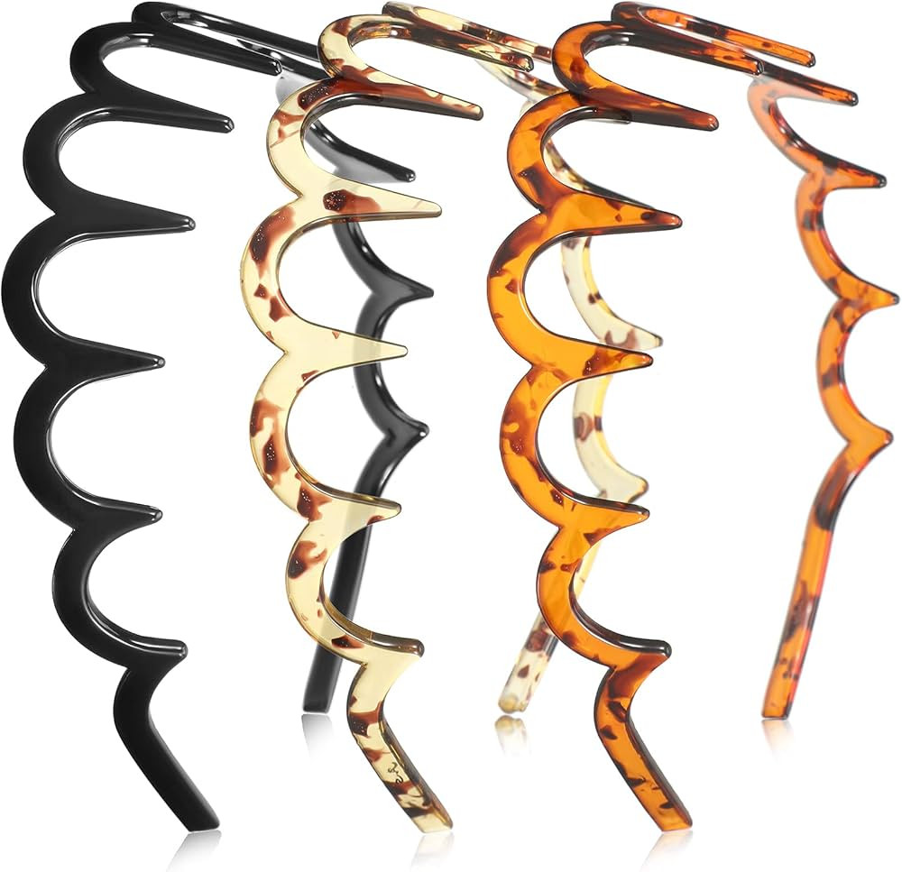 Yeshone 3-Piece Shark Tooth Hair Band, Plastic U-Shaped Hairband with Zigzag Teeth, Hair Accessor... | Amazon (US)