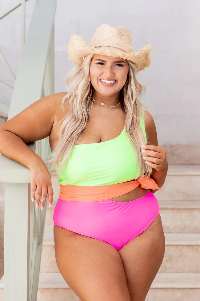 Under The Sun Neon Green One Piece Swimsuit | Pink Lily