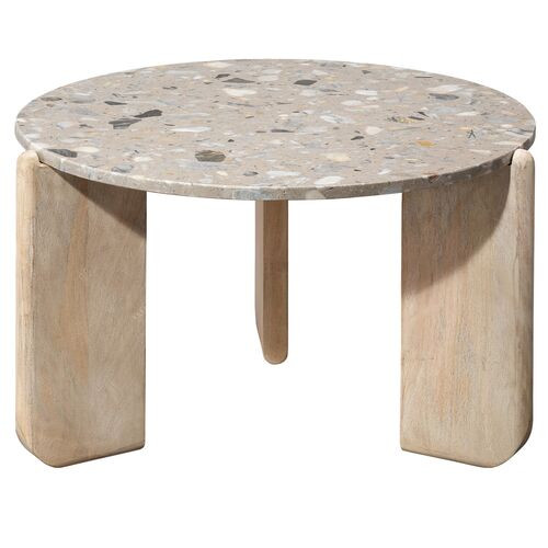 Quarry Round Coffee Table, White Bleach/Terrazo | One Kings Lane