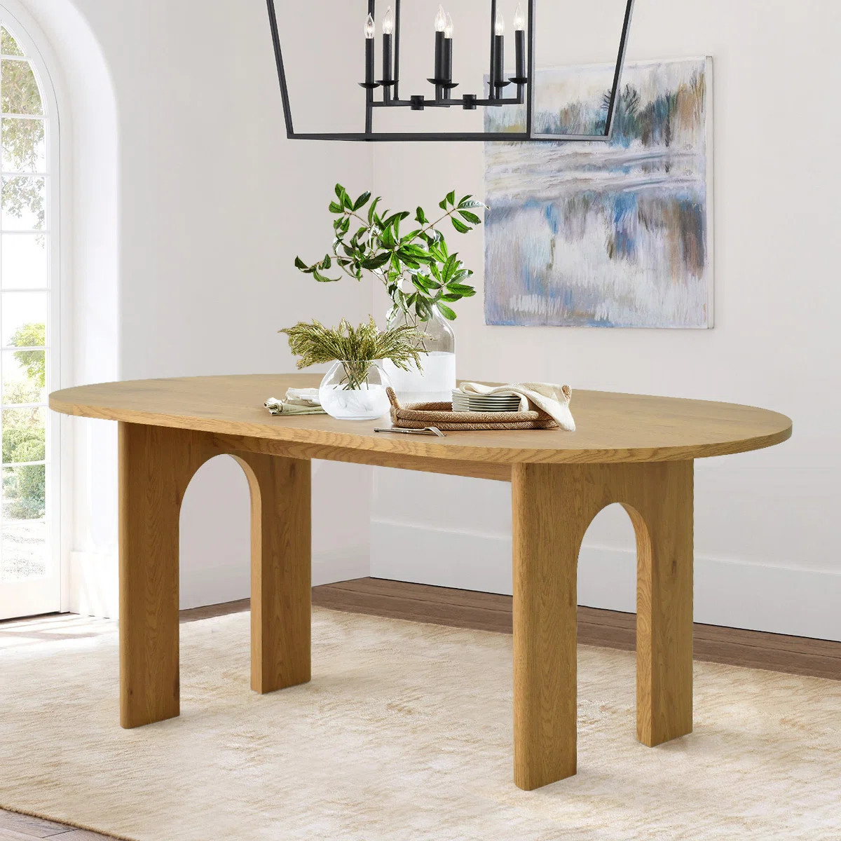 Aimilia 67" Oval Wood Grain Desktop Dining Table | Wayfair North America