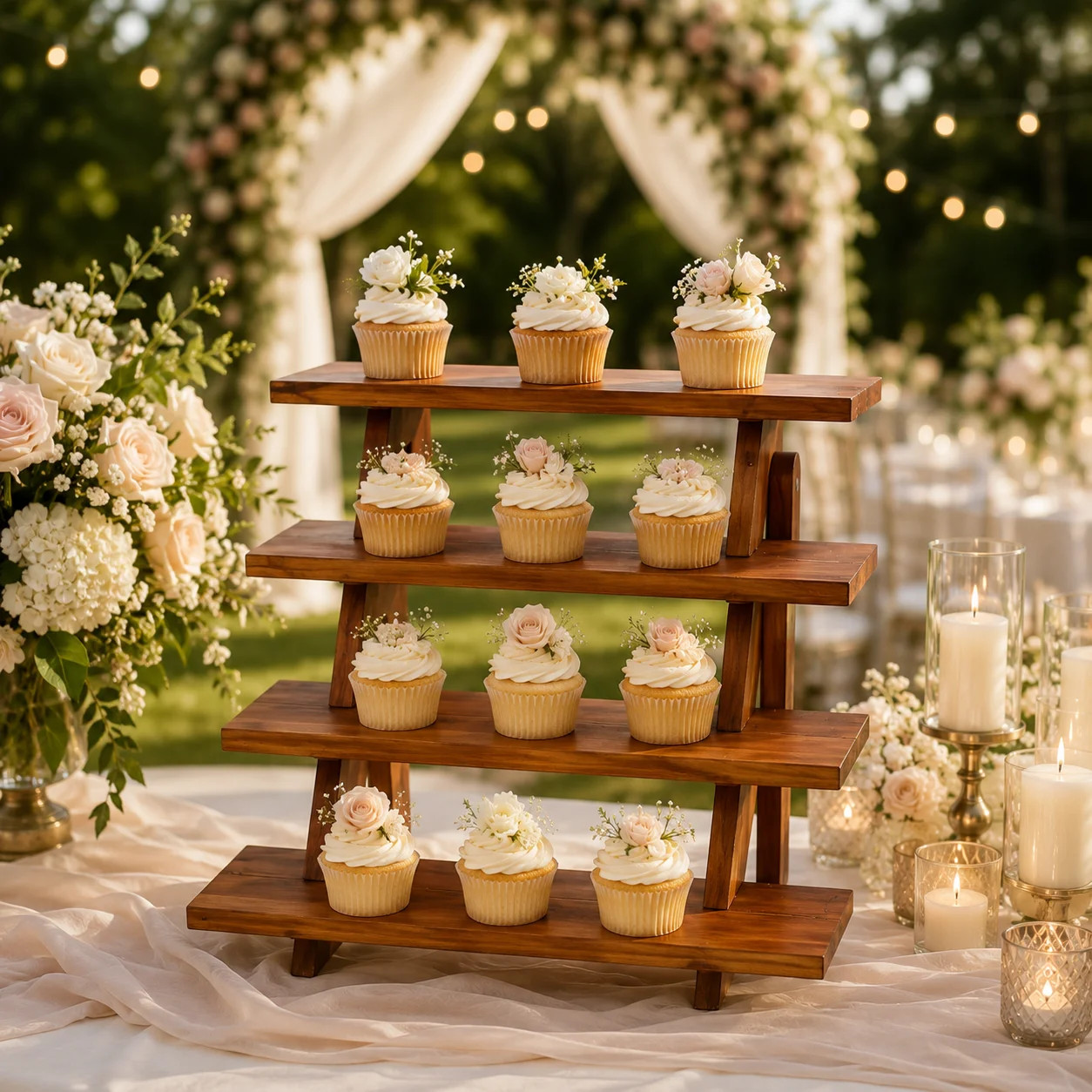 Acacia Wood Cupcake Display Stand - 4 Tiered Riser For Vendors Organizer | Wayfair North America