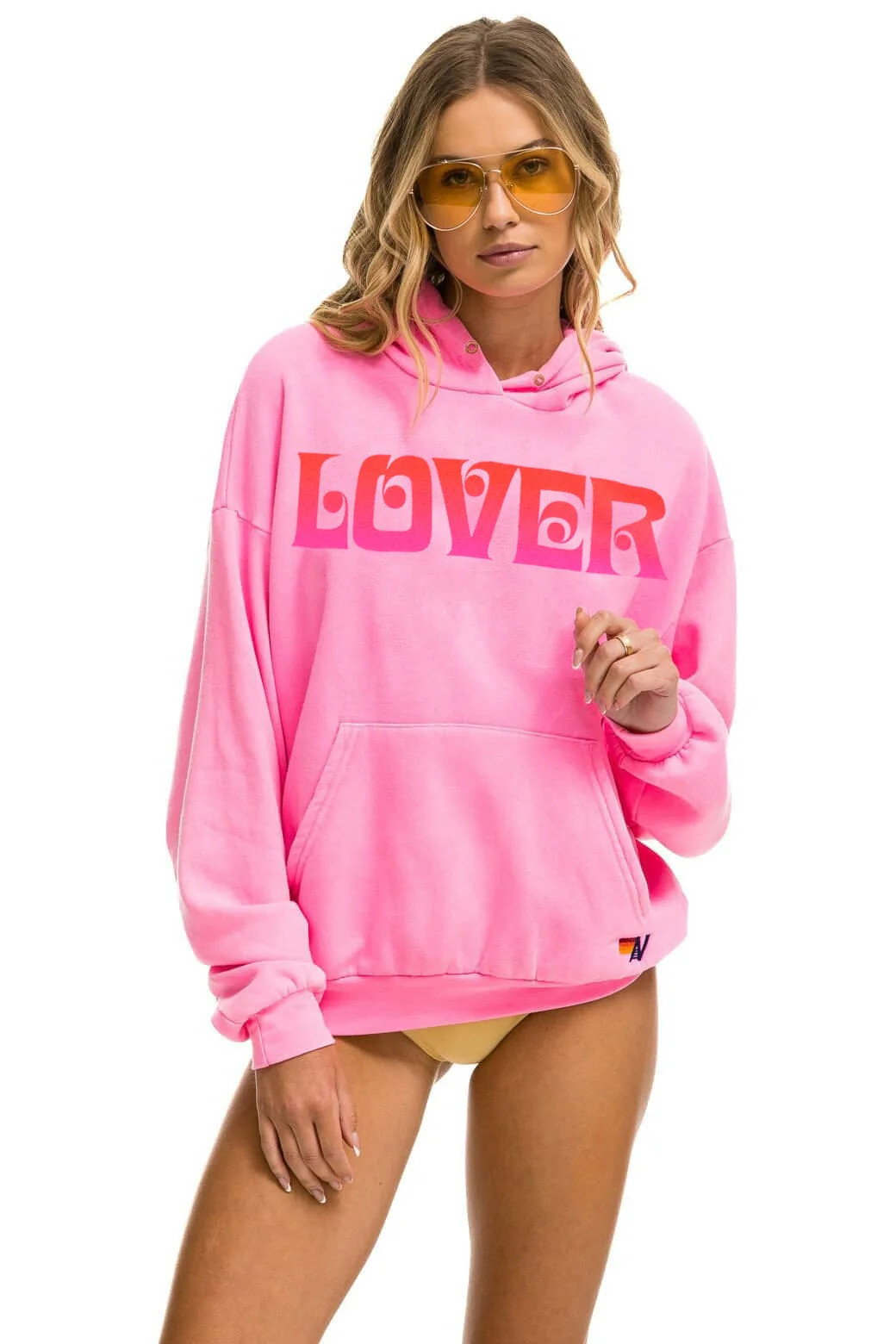 LOVER RELAXED PULLOVER HOODIE - NEON PINK | Aviator Nation