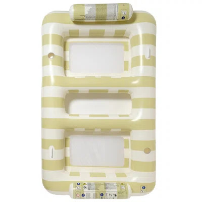Sunnylife: Luxe Twin Hammock Float - Casa Sand Stripe - 2 Person Inflatable Pool & Water Lounger, Mesh Bottom Seats, Drink Holders, Bolster Headrests | Wayfair North America