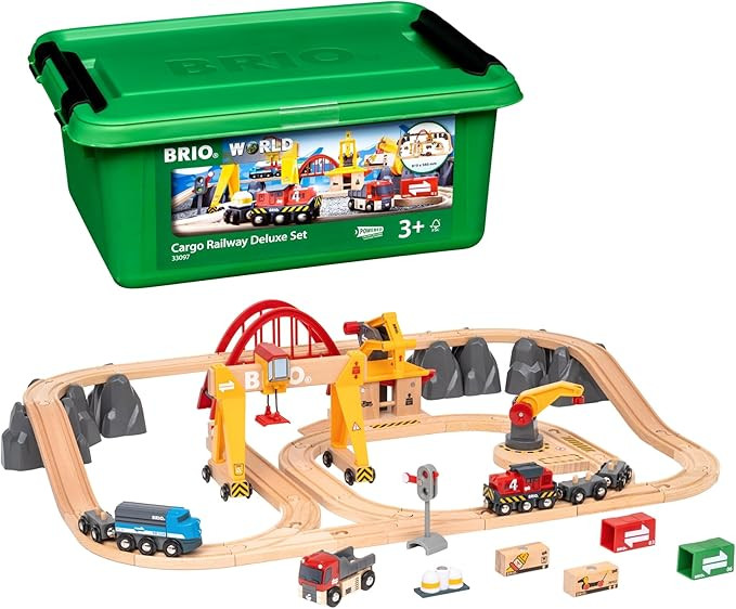BRIO 33097 Cargo Railway Deluxe Set - 54 Piece Interactive Train Toy | Enhanced Wooden Tracks | P... | Amazon (US)