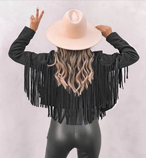 Bestseller JUST RESTOCKED Vegan Suede Moto Fringe Jacket // | Etsy | Etsy (US)