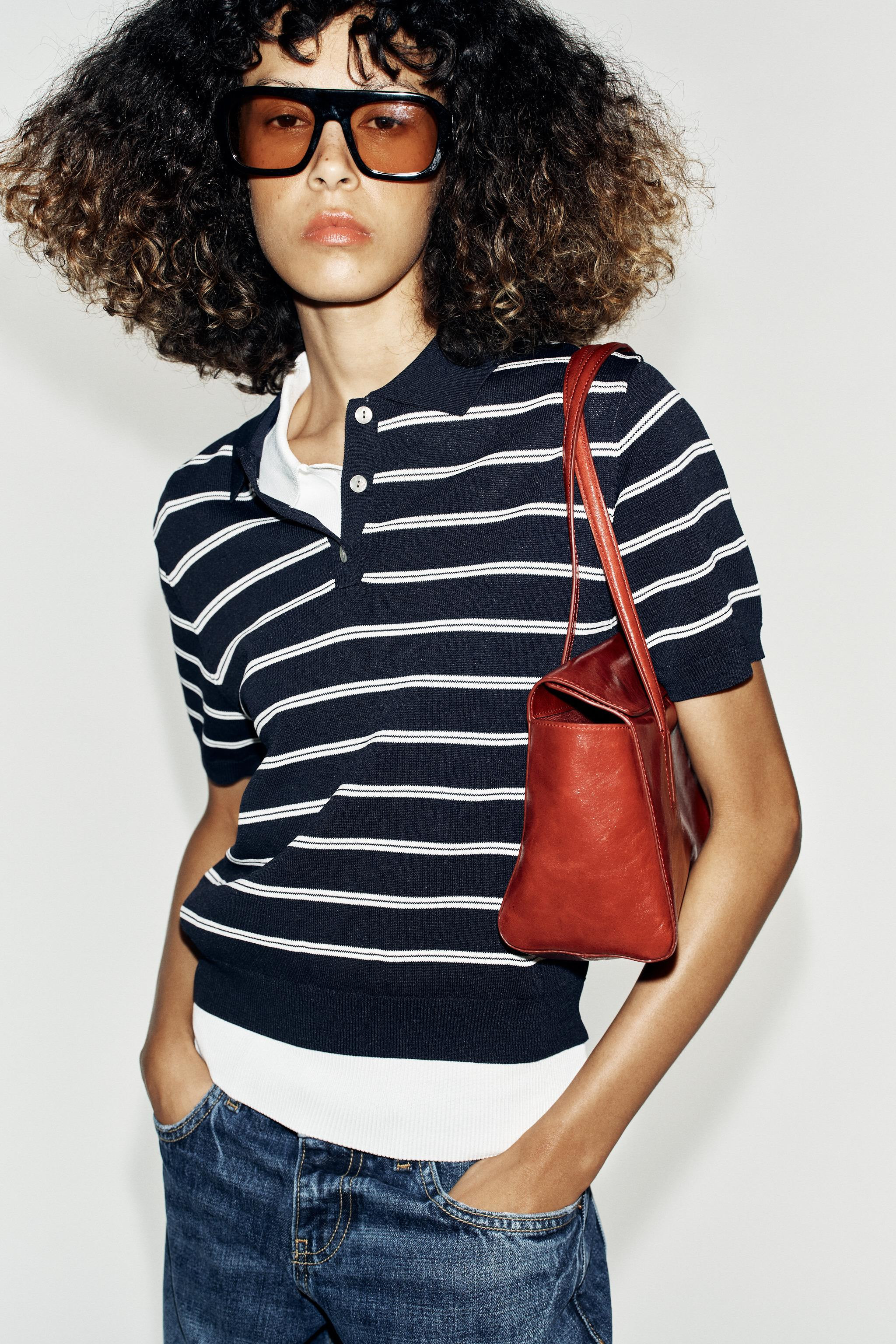 STRIPED KNIT SHORT SLEEVE POLO SHIRT | Zara UK