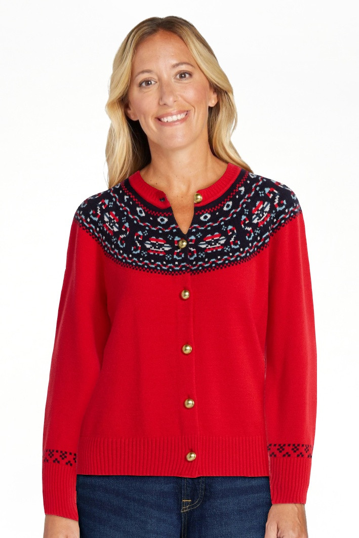 Free Assembly Women's Cozy Yarn Fair Isle Cardigan Sweater, Midweight, Sizes XS-XXL | Walmart (US)