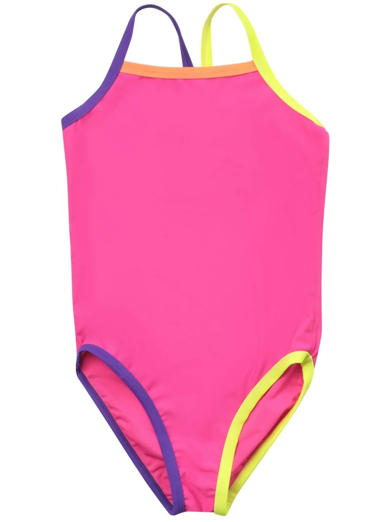 Just Love Girls One Piece Bathing Suits Swimwear for Girl (Fuchsia With Neon Trim, 10-12 Years) | Walmart (US)