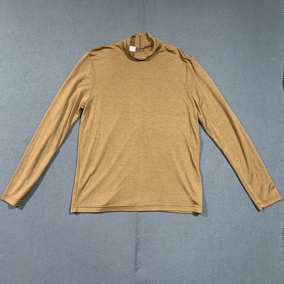 Vintage 80s Jones New York Sport Womens Mock Neck Top Shirt Size L Camel Brown‎ | Poshmark