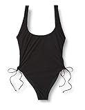Bikini Lab Women's Lace Up Adjustable Side Tie High Leg One Piece Swimsuit, Black//Solids, XX-Small | Amazon (US)