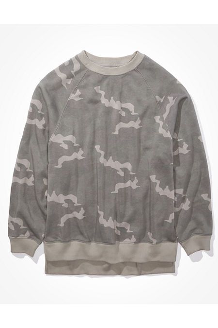 AE Forever Oversized Crew Neck Sweatshirt Women's Camo Green XXS | American Eagle Outfitters (US & CA)