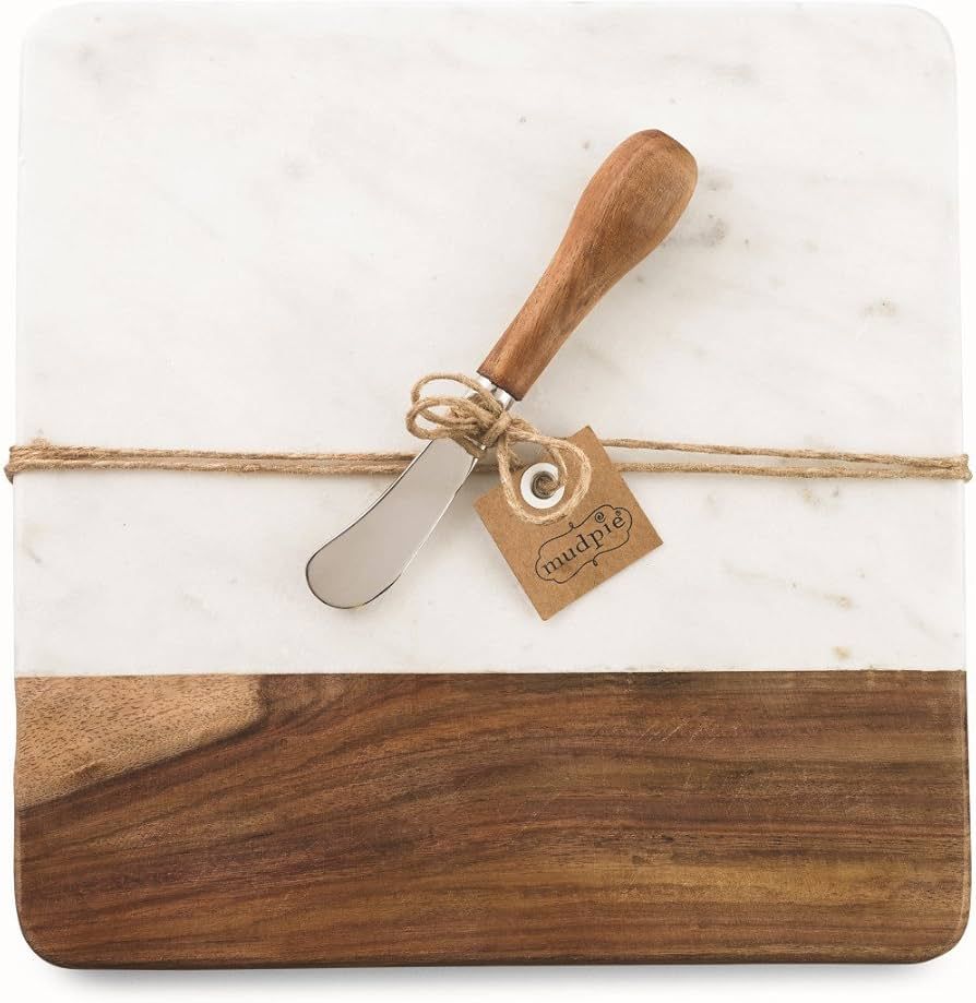 Mud Pie Marble and Wood Serving Board and Spreader, White | Amazon (US)