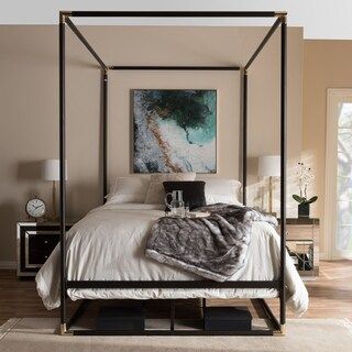 Industrial Black Canopy Bed by Baxton Studio | Bed Bath & Beyond