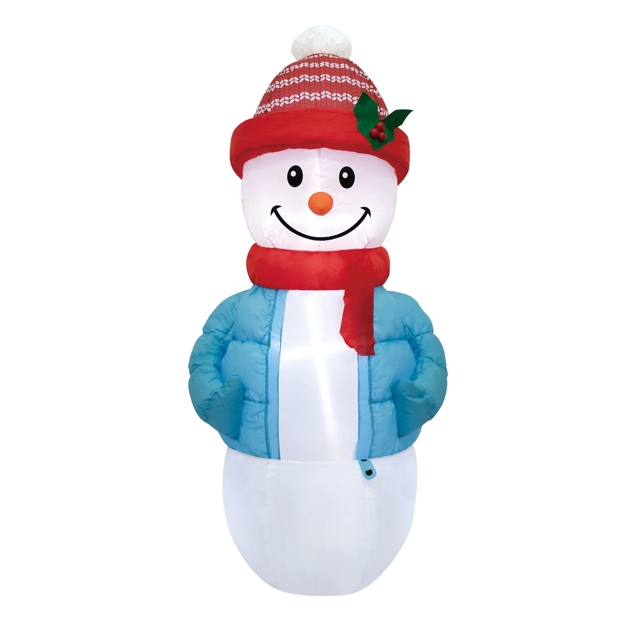 4 ft Snowman in Blue Puffer Jacket Christmas Airblown Yard Inflatable, Multicolor, by Holiday Tim... | Walmart (US)