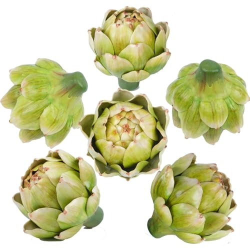 Large Faux Artichokes Lifelike Fake Vegetables to Enhance Your Table Kitchen or Any Space with Fresh Artichoke Decor. (6, Green, Large) | Amazon (US)
