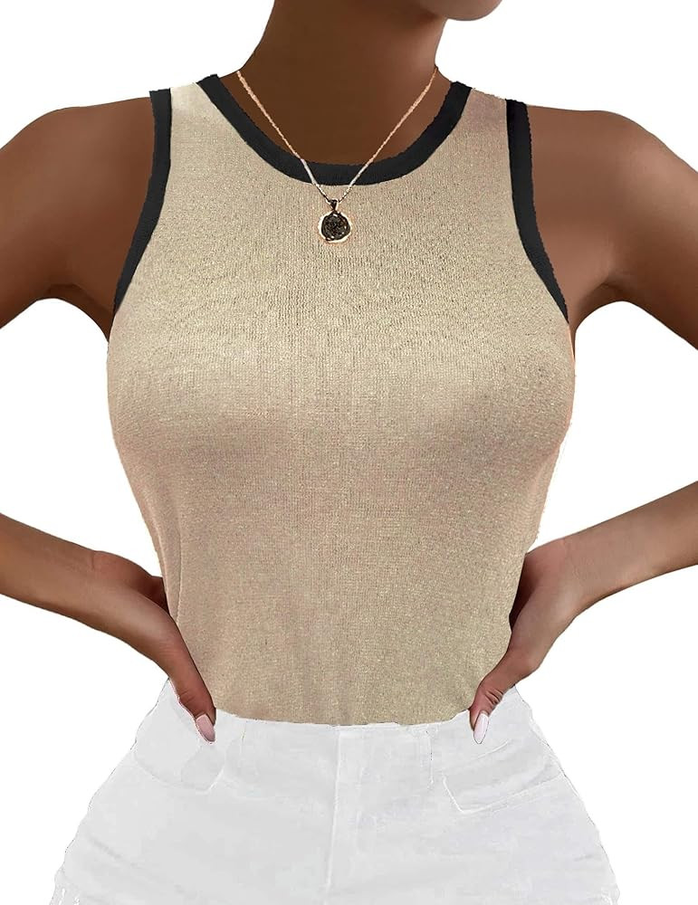 Zeagoo Womens Tank Top Racerback Crowl Neck Casual Basic Ribbed Knit Fitted Sleeveless Shirts S-X... | Amazon (US)