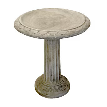 traditional column 27-in H Pre Aged Concrete Complete Birdbath | Lowe's