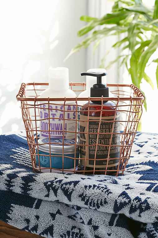 "Cabo Copper Wire Storage Basket,BRONZE,M" | Urban Outfitters US