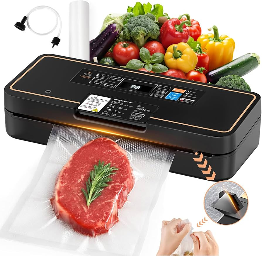 Vacuum Sealer with Easy Tear Cutter, 95kPa Food Saver Vacuum Sealer Machine for Food, 135W Fast S... | Amazon (US)