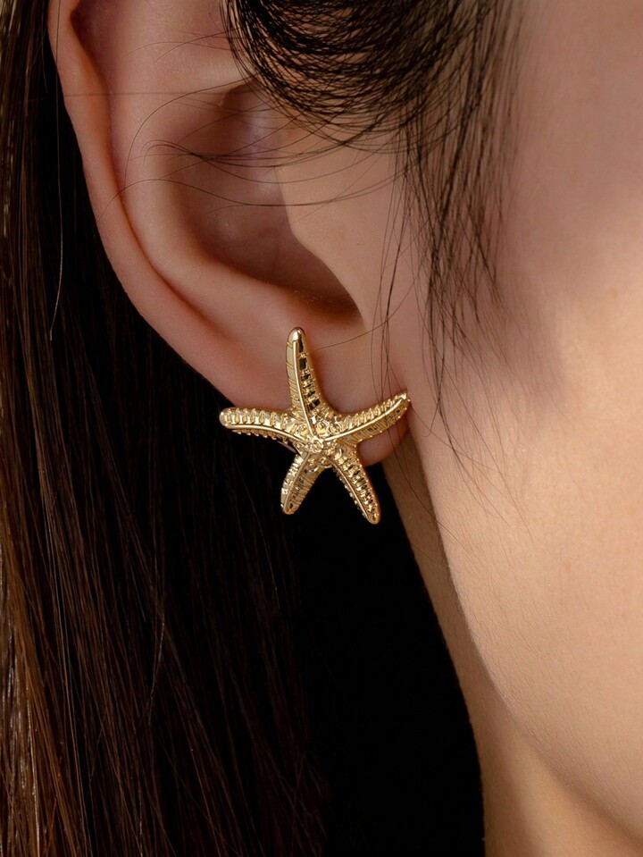 1 Pair Cute Starfish Sea Star Stud Earring For Summer Vocation Beach Style Earring | SHEIN USA | SHEIN
