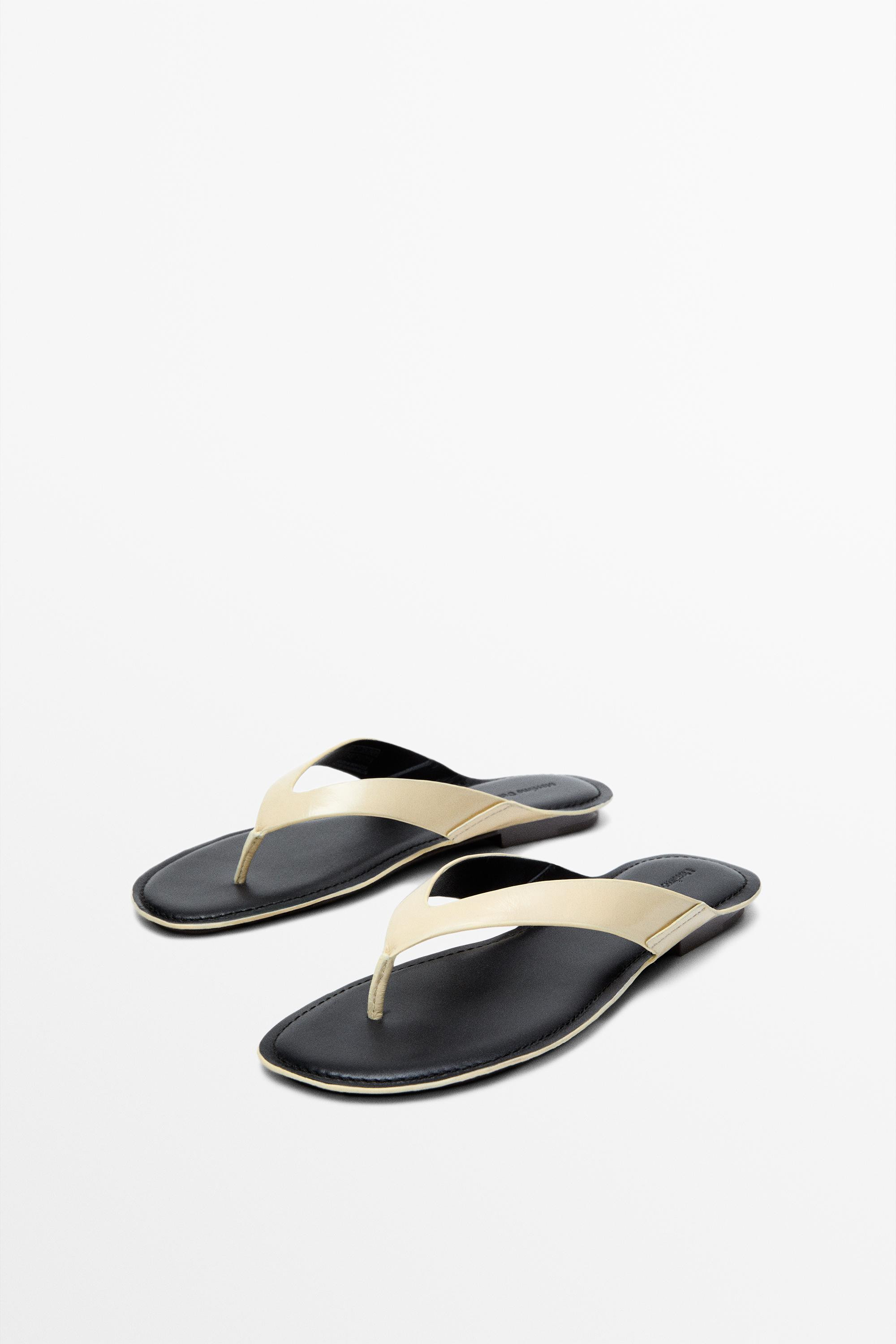 Flat leather sandals | Massimo Dutti UK