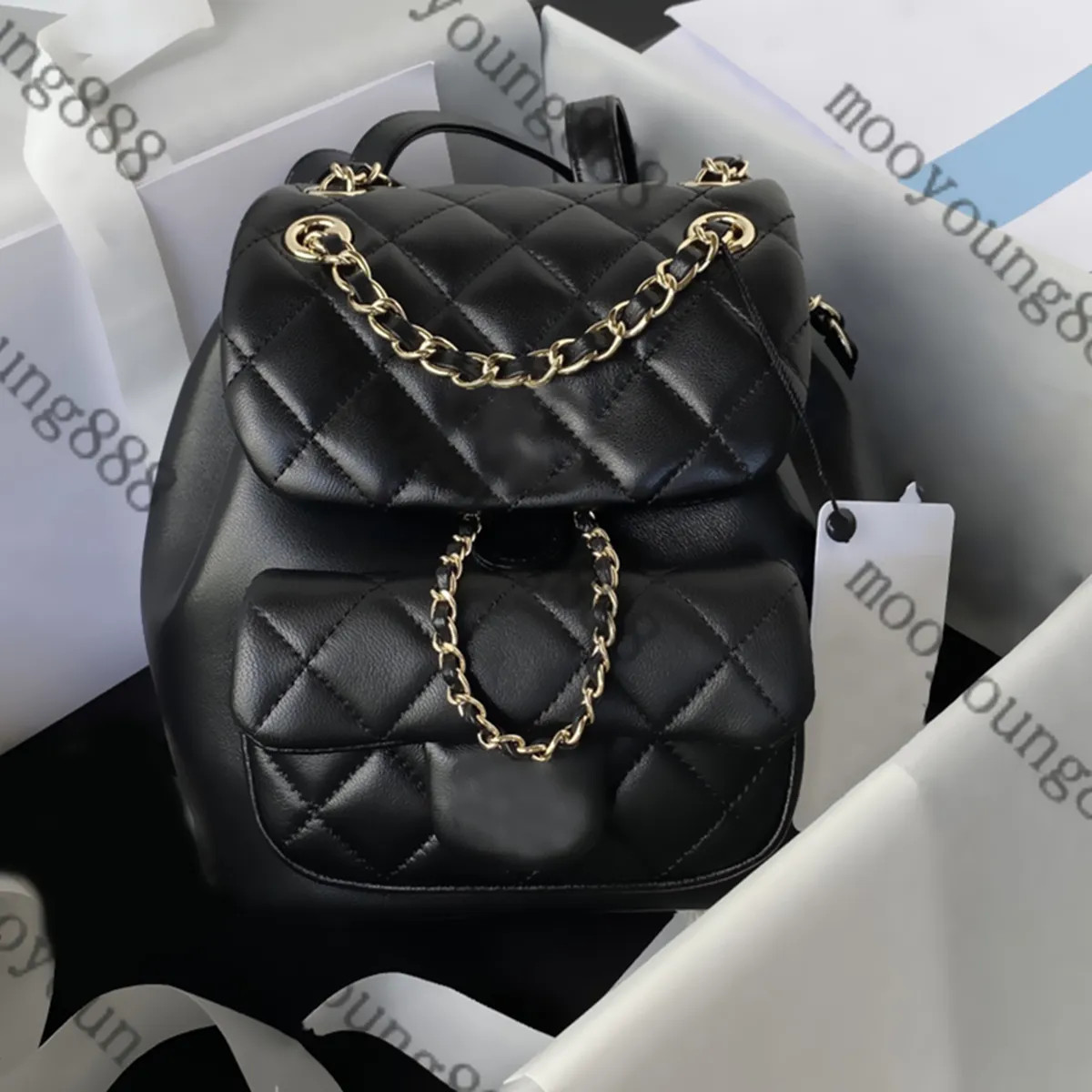 Top Tier Mirror Quality Designer Women Mini Backpack Black Lambskin Quilted Flap Bags Classic Dou... | DHGate