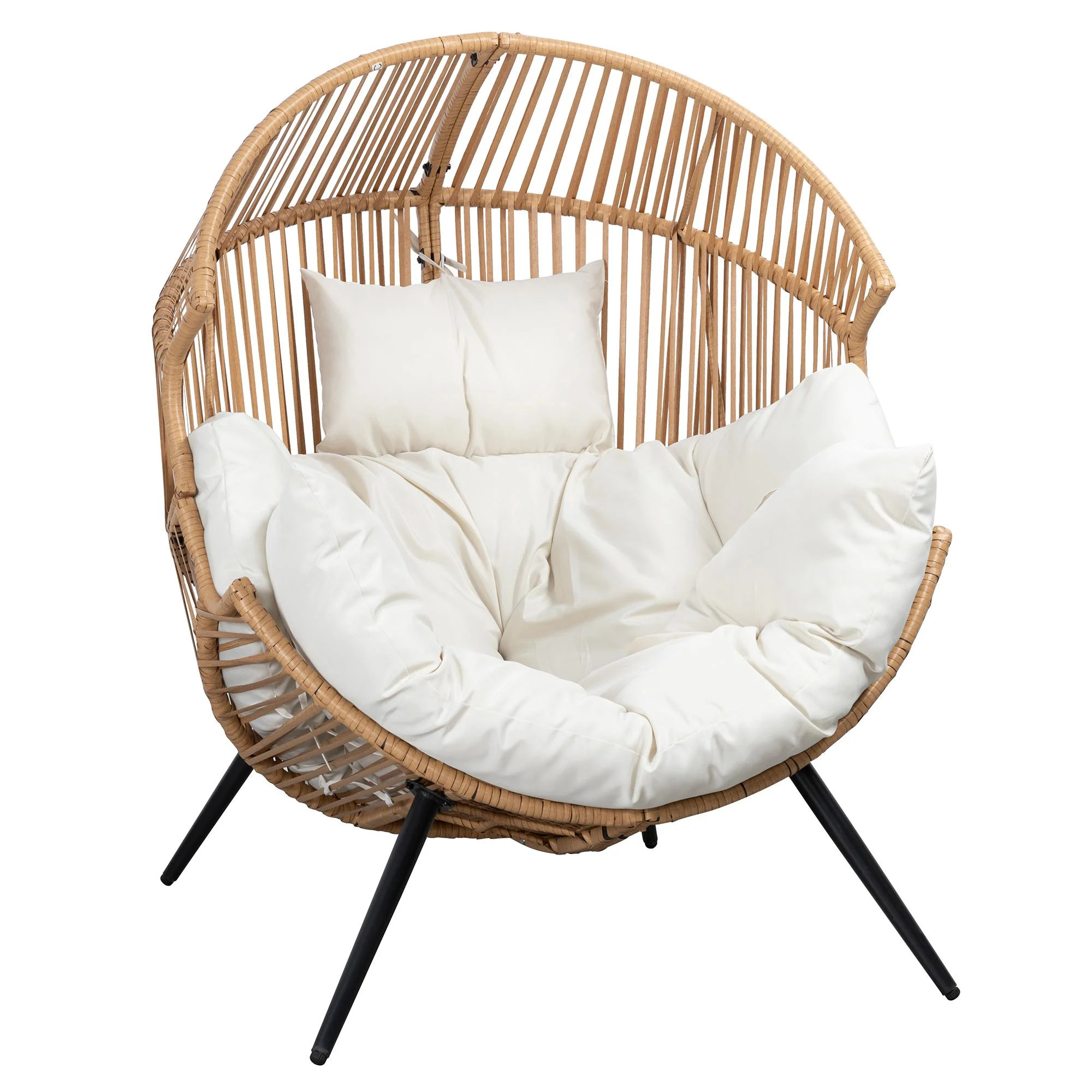 Walsunny Egg Chairs Outdoor Patio Wicker Oversized Egg Shell Lounger Lawn Chair with Cushion for ... | Walmart (US)