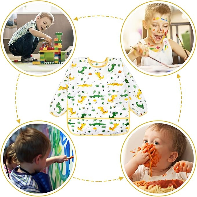 Accmor 4 Pack Long Sleeve Baby Bibs, Waterproof Sleeved Bib, Toddler Soft Bib for 6-36 Months | Amazon (US)