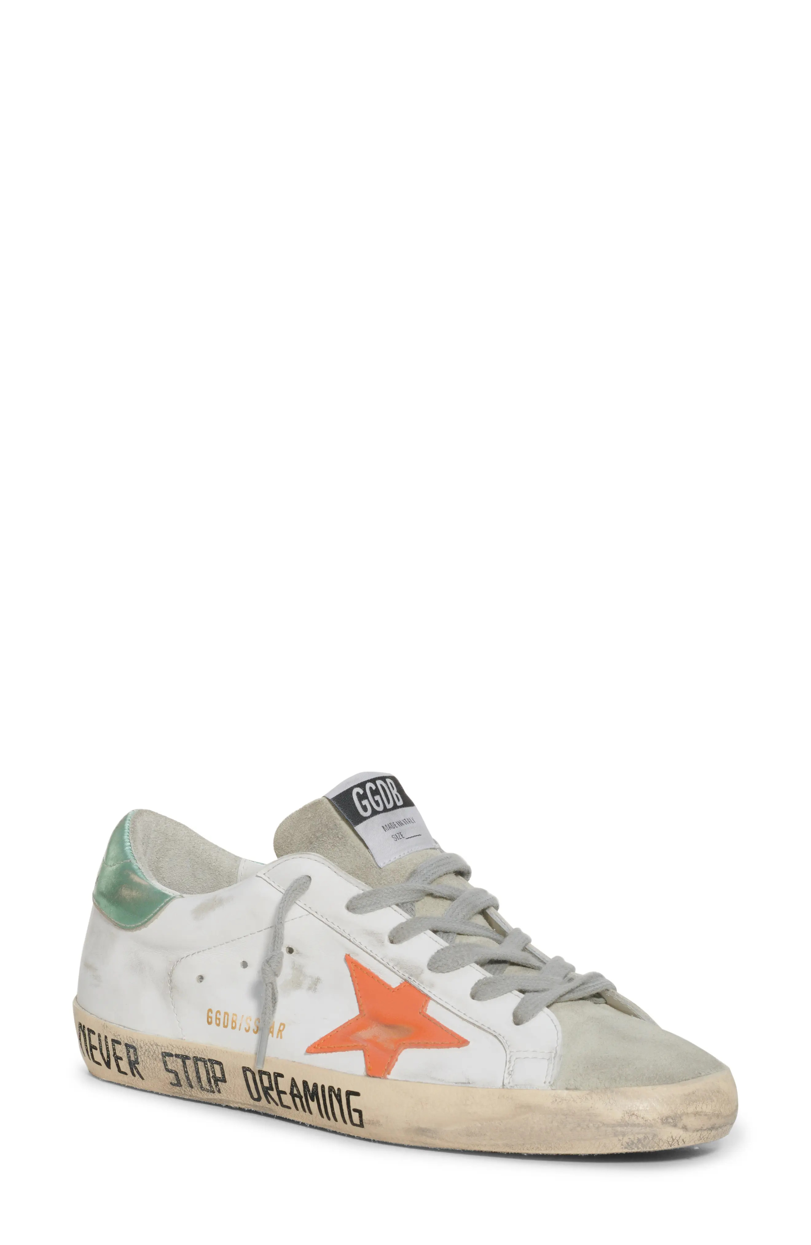 Golden Goose SuperStar Sneaker in White/Orange/Pastel Green at Nordstrom, Size 5Us | Nordstrom