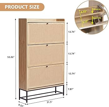 LEVNARY Shoe Storage Cabinet with 3 Flip Drawers, Freestanding Shoe Cabinet Storage Organizer for... | Amazon (US)