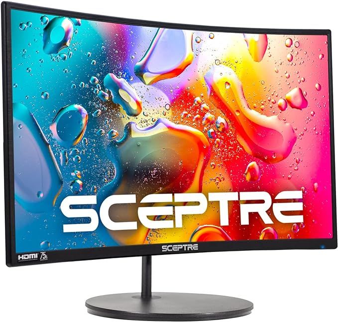 Sceptre 24" Curved 75Hz Gaming LED Monitor Full HD 1080P HDMI VGA Speakers, VESA Wall Mount Ready... | Amazon (US)