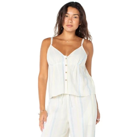 Celebrity Pink Women's Spaghetti Strap Button Front Stripe Tank, Sizes XS-XXXL | Walmart (US)
