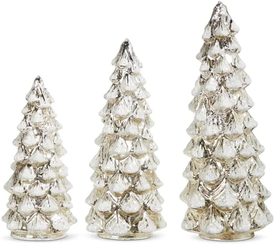 RAZ Imports Snowy Silver Mercury Glass Lighted Trees, 12-inch Height, Glass, Set of 3, Christmas,... | Amazon (US)