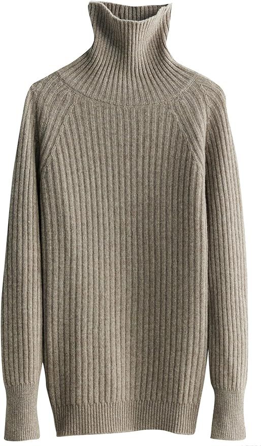 LINY XIN Women's Turtleneck Fall Winter Long Sleeve Loose Pure Merino Wool Warm Soft Knitted Pull... | Amazon (US)