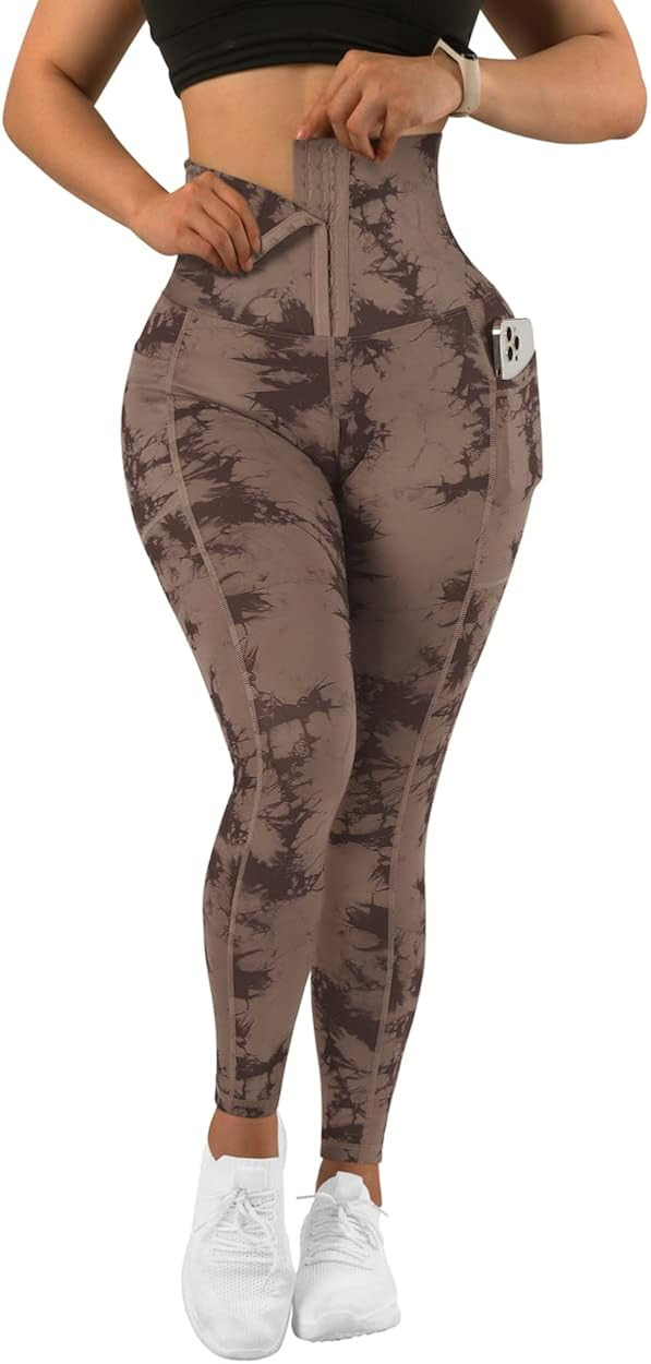 KUNISUIT Women High Waisted Corset Leggings Waist Trainer Cincher Pants Body Shaping Yoga Pants T... | Amazon (US)