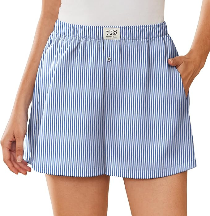 Ekouaer Womens Boxer Shorts Casual Lounge Pajama Shorts Summer Sleep Pants Y2K Beach Bottoms with... | Amazon (US)